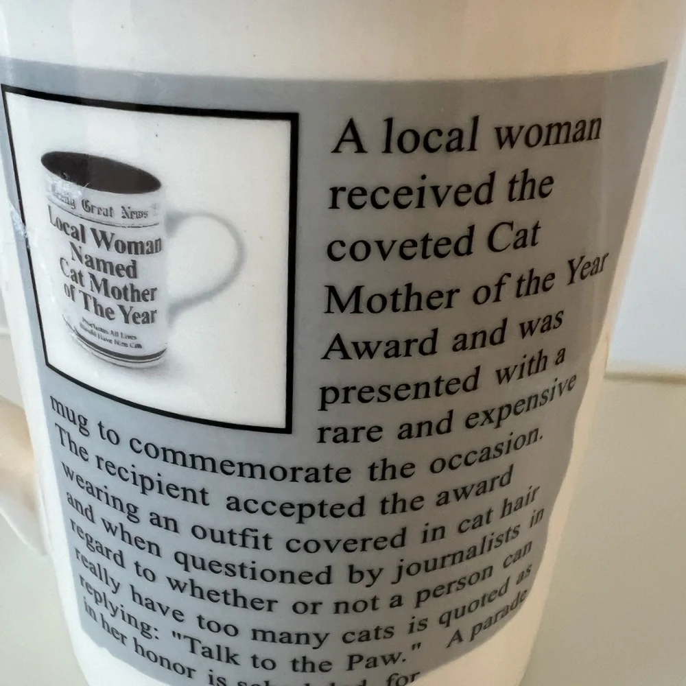Coffee Mug Cat Mother of The Year Lorrie Veasey Really Great News 16oz Ceramic
